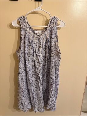 Eileen West Blue and White Floral Sleeveless Nightshirt